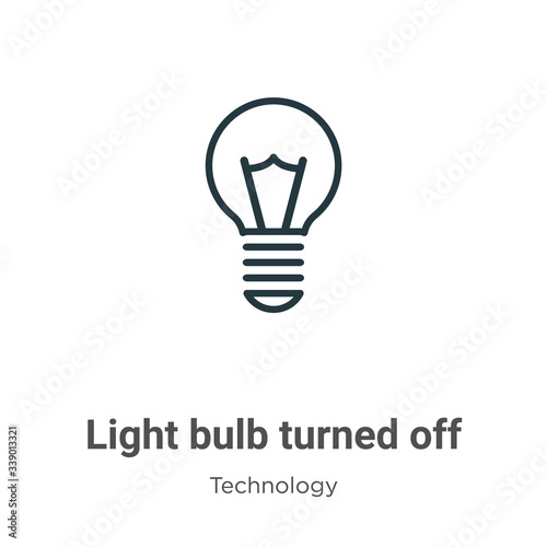 Light bulb turned off outline vector icon. Thin line black light bulb turned off icon, flat vector simple element illustration from editable technology concept isolated stroke on white background