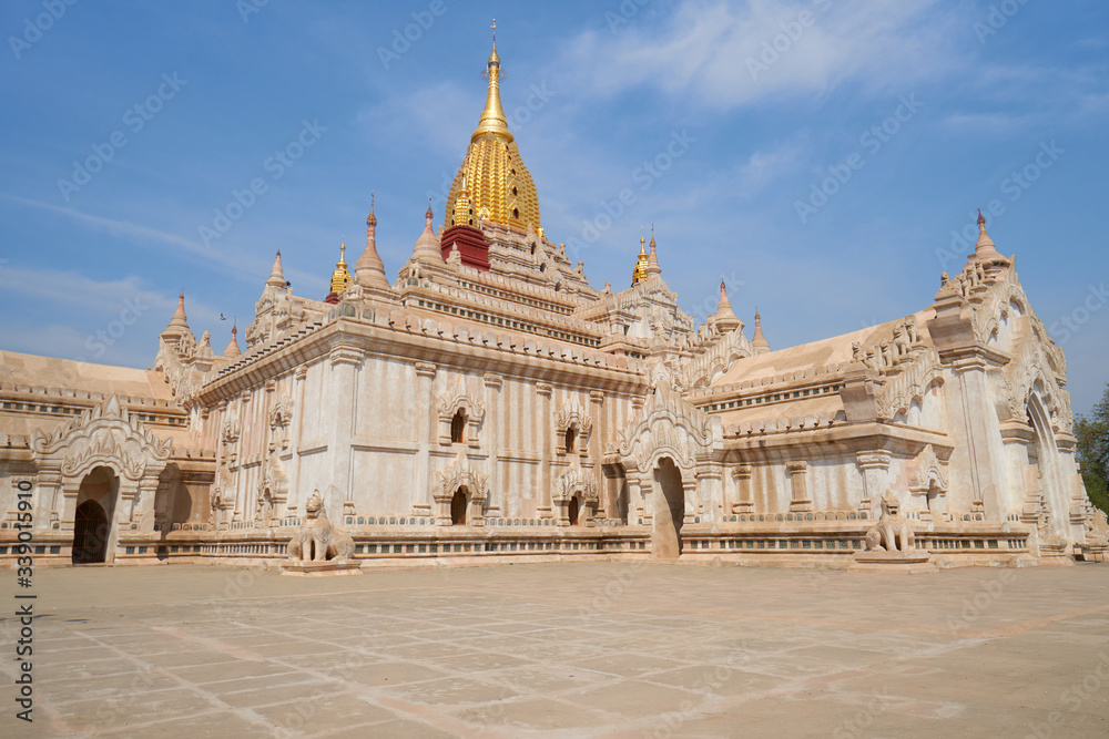 The Ananda pagoda is one of best known and most beautiful temples in Bagan, Myanmar, Burma.        