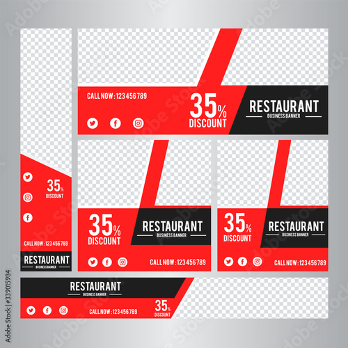 Food & Restuaruant Concept Web Bannar Set Design.	 photo