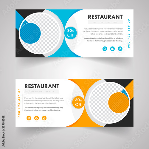 Food & Restaurant standard size Web Banners. Modern design concept for corporate website advertising.