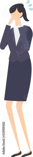 Illustration of the graph going down. Vector illustration. get shocked. loss.ショックを受ける女性　困る　ベクターイラスト
