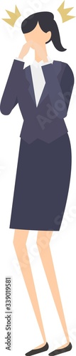 Illustration of the graph going down. Vector illustration. get shocked. loss.ショックを受ける女性　困る　ベクターイラスト