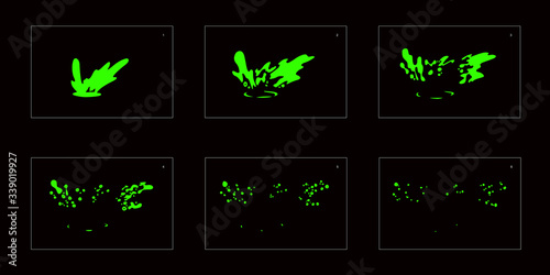 toxic wave splash effect. wave animation sprite sheet. Classic animation for game, cartoon, motion or something else.