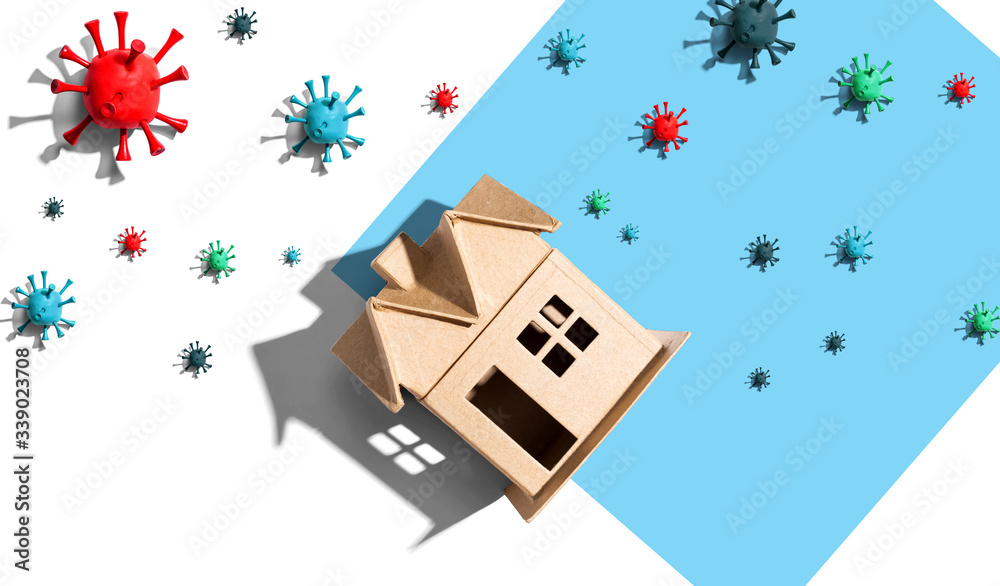 House with epidemic influenza and Coronavirus Covid-19 concept