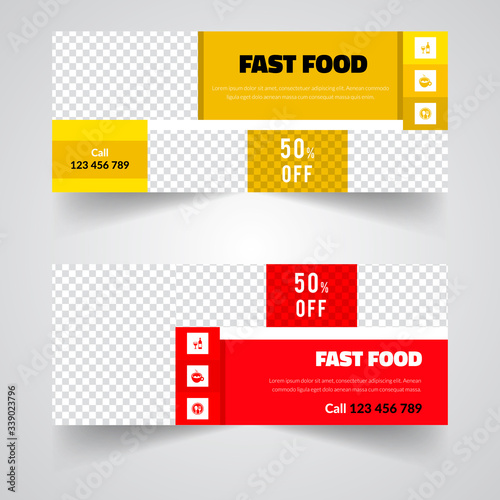 Food & Restaurant standard size Web Banners. Modern design concept for corporate website advertising.