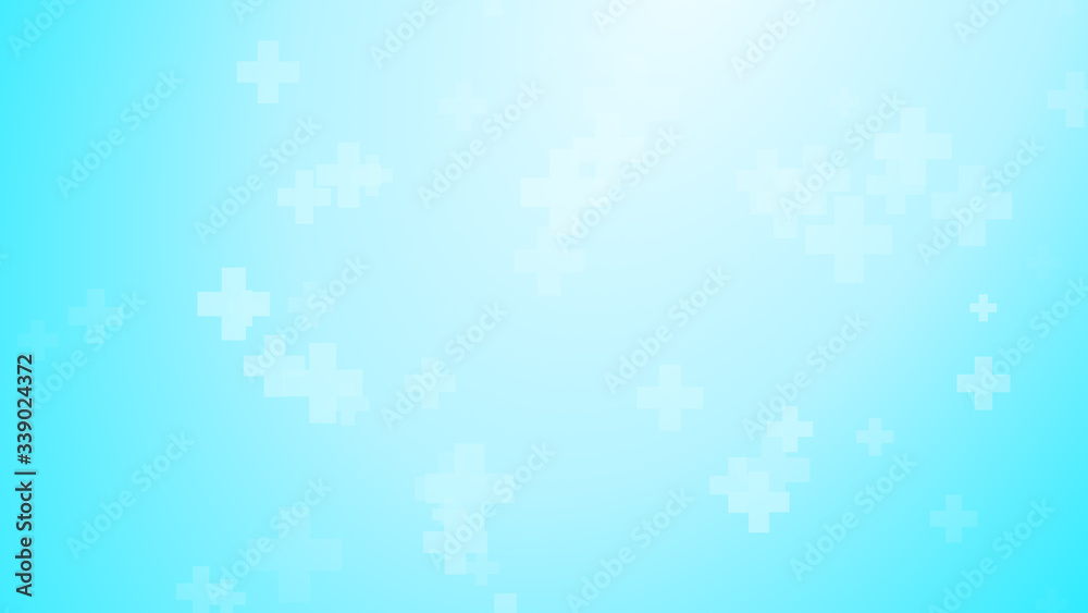 Medical health blue green cross pattern background. Abstract healthcare technology and science concept.