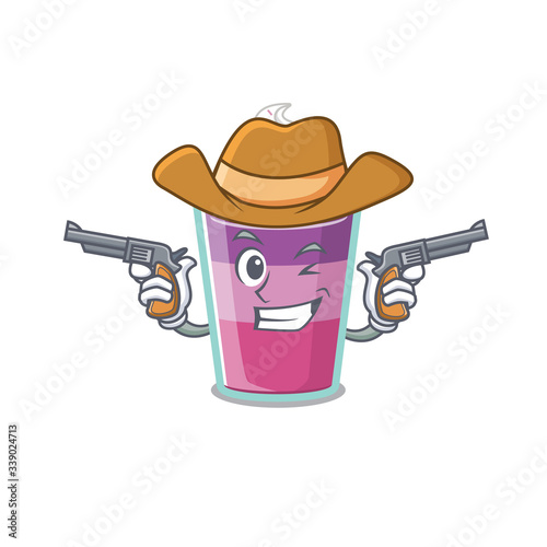 Cute handsome cowboy of cocktail jelly cartoon character with guns