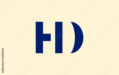 HD or DH and H or D Uppercase Letter Initial Logo Design, Vector Template