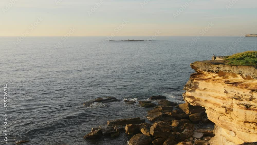 Secluded Rocky Cliff Overlooking The Ocean - Coogee - Sydney Australia Secluded Rocky Cliff Overlooking The Ocean - Coogee - Sydney Australia