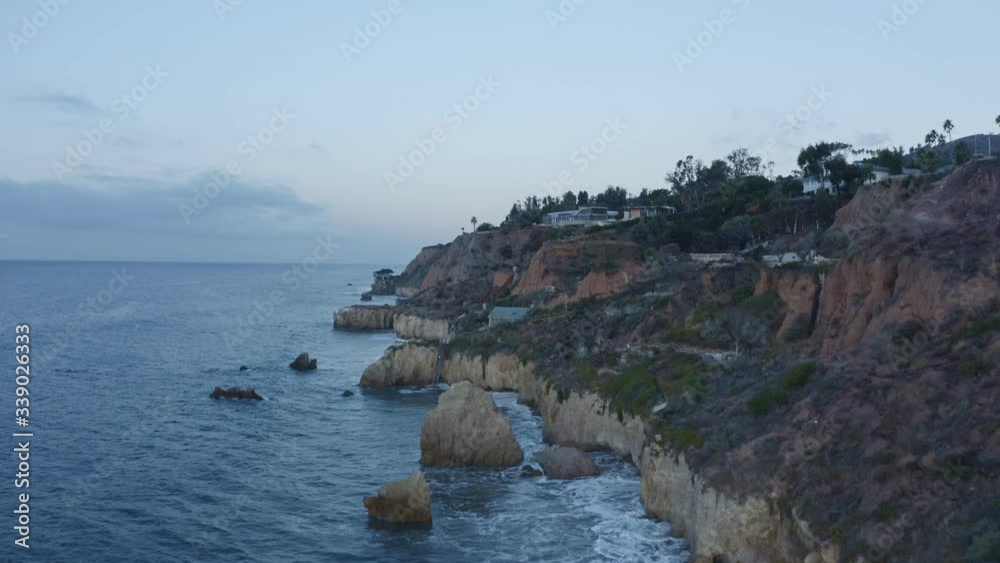 Aerial view of El Matador Beach, California at dusk Aerial view of El Matador Beach, California at dusk