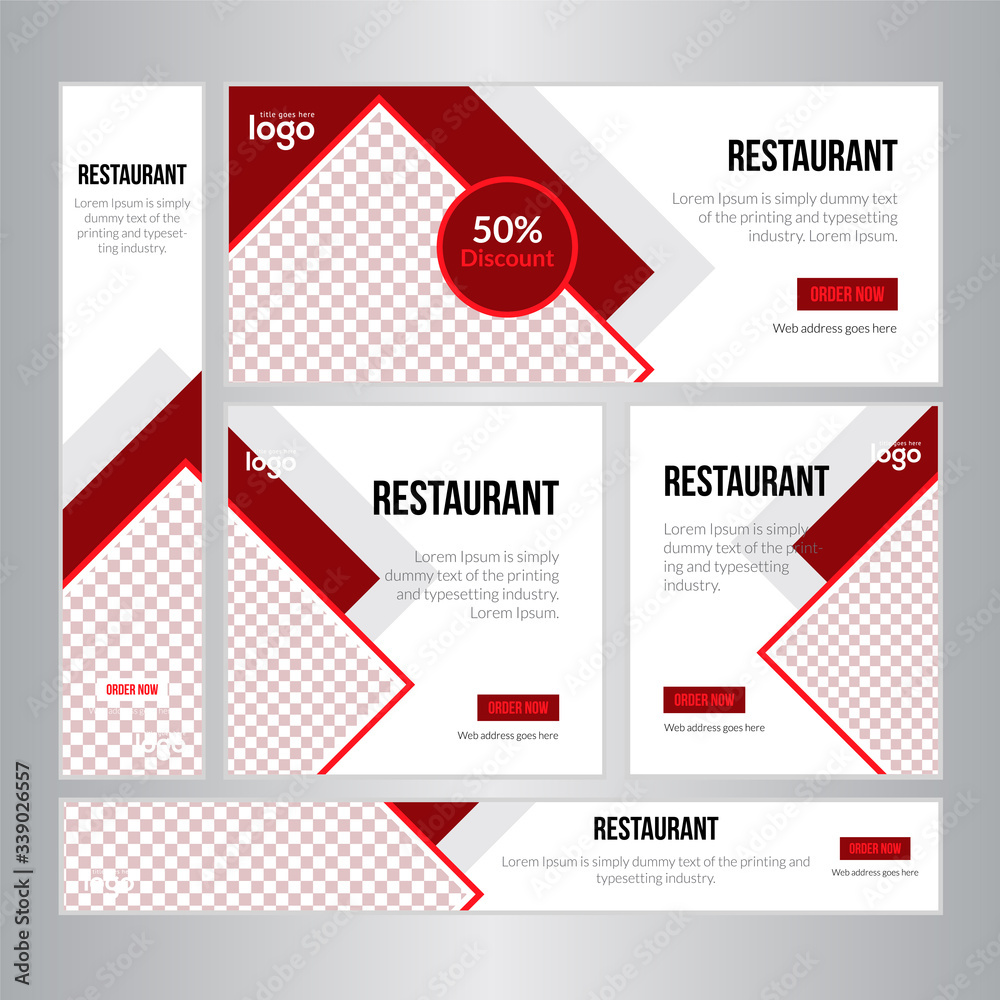 Food & Restaurant Concept Web Banner Set Design.