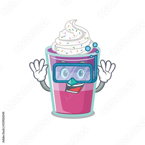 Cocktail jelly mascot design concept wearing diving glasses
