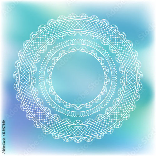 Blurred pastel background with decorative pattern in ethnic oriental style on for greeting card, invitation or announcement