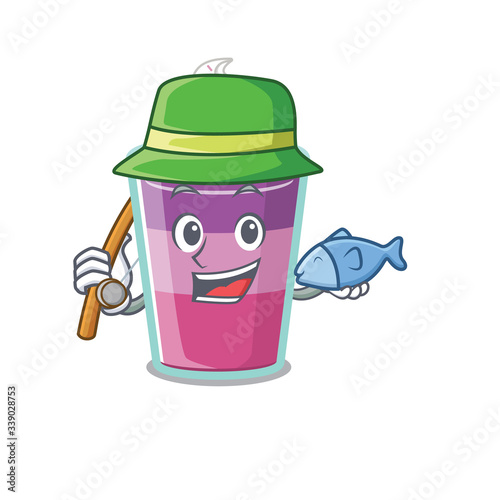 Cartoon design concept of cocktail jelly while fishing
