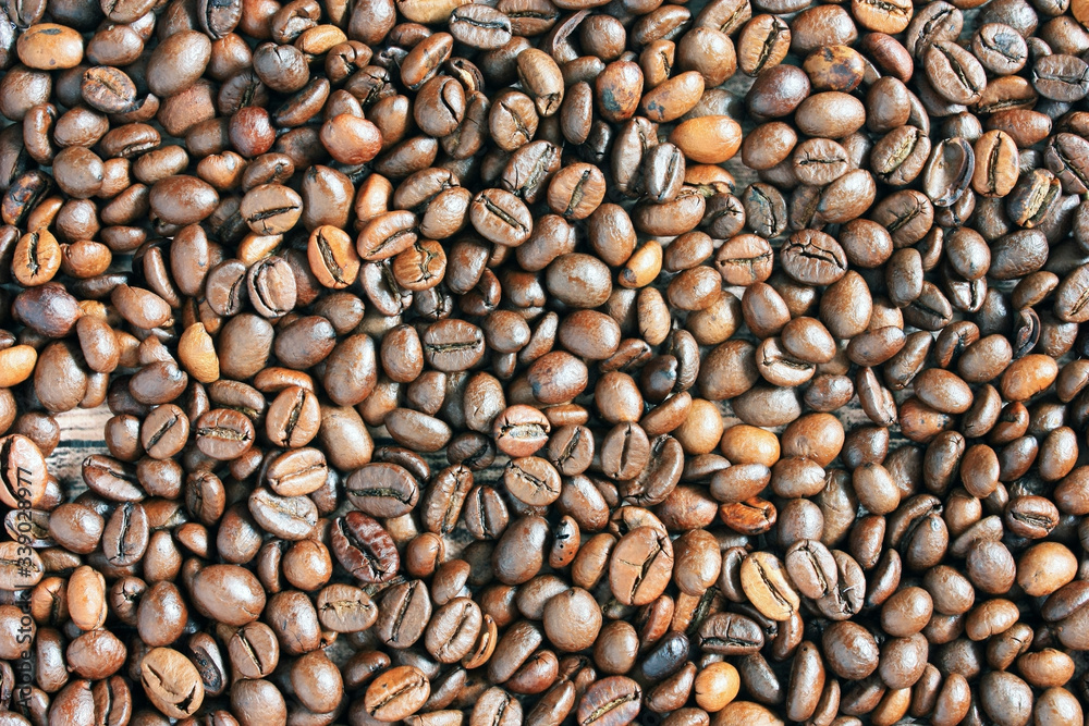 Coffee beans on the table Coffee beans on the table
