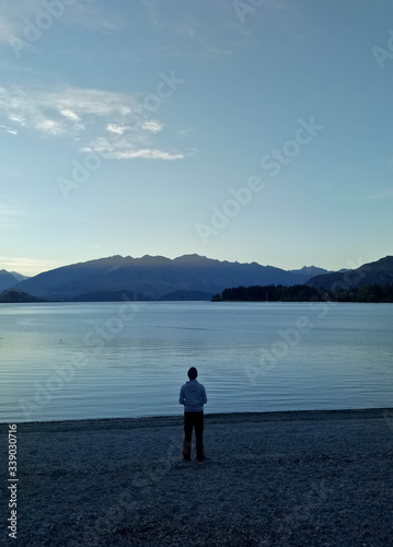 Beautiful evening at lake Wanaka New Zealand