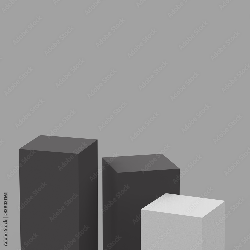 3d gray and white black cubes square podium minimal studio background. Abstract 3d geometric shape object illustration render.Display for product business online. 3d gray and white black cubes square podium minimal studio background. Abstract 3d geometric shape object illustration render.Display for product business online.
