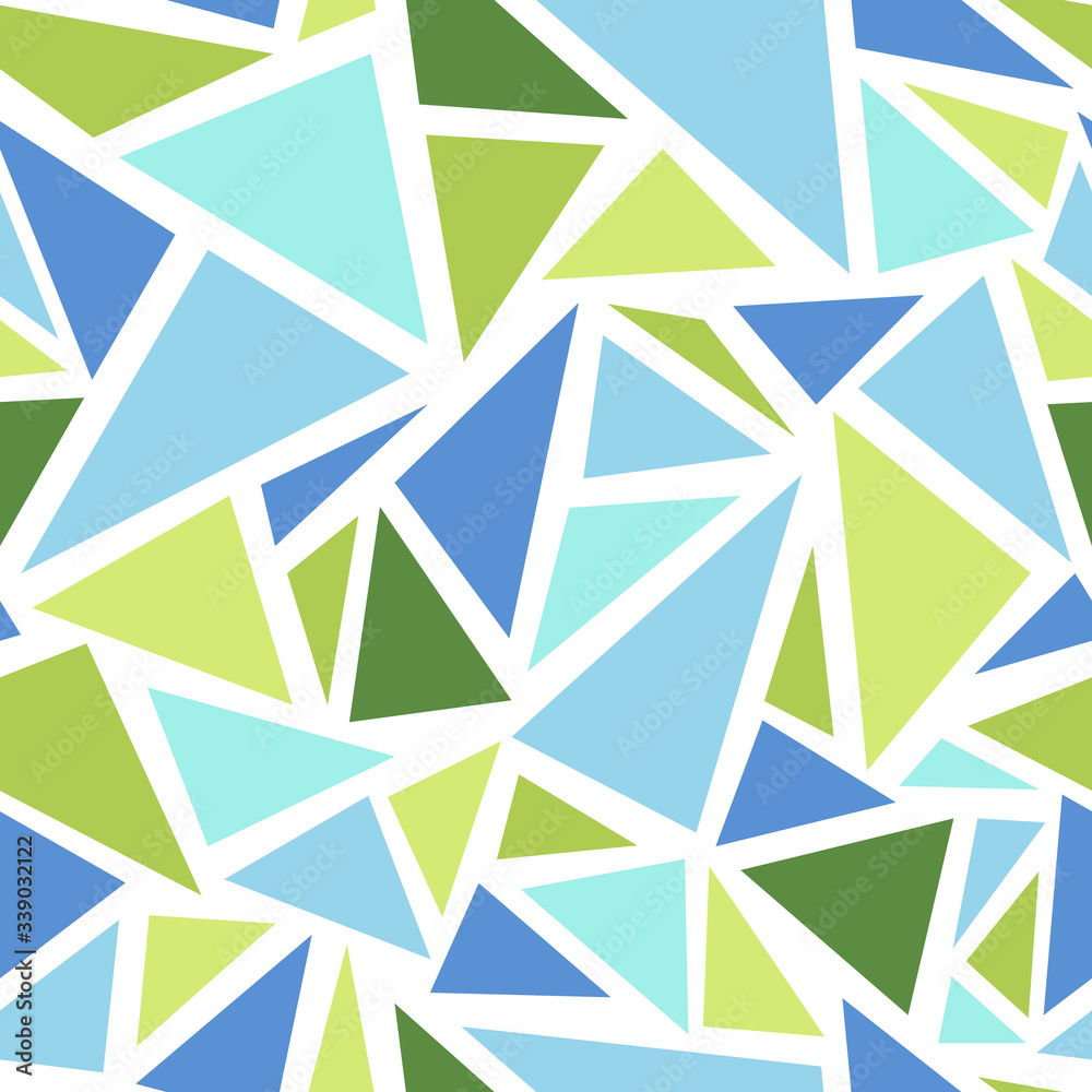 Triangles flat illustration, skyblue and green, abstract seamless pattern Triangles flat illustration, skyblue and green, abstract seamless pattern