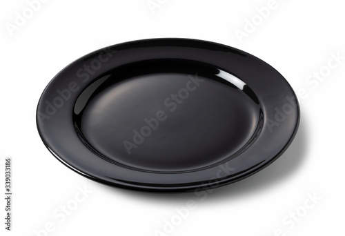 Black plate placed on a white background