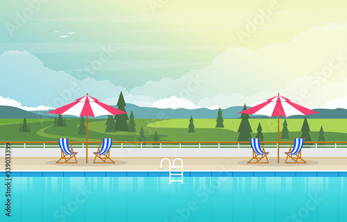 Water Outdoor Swimming Pool Hotel Nature Relax View Illustration