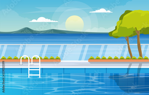 Water Outdoor Swimming Pool Hotel Nature Relax View Illustration