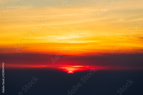 colorful dramatic sky with cloud at sunset