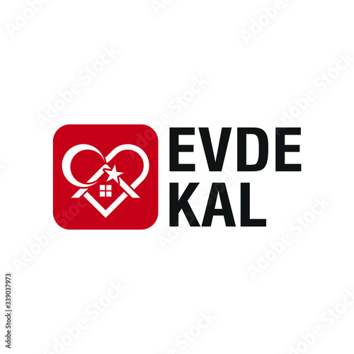 Evde Kal (Turkish Translated: Stay Home). Coronavirus Covid-19 Symbol Icon. Vector Illustration Sign.  photo