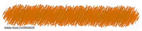 Brown or orange abstract crayon background. Abstract crayon on white background. Orange crayon scribble texture. Wax pastel spot. It is a hand drawn.