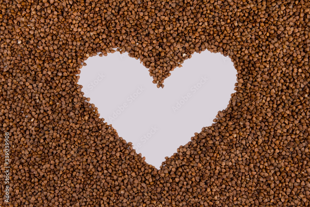 Buckwheat frame copy space. Buckwheat grain. Buckwheat frame copy space. Buckwheat grain.