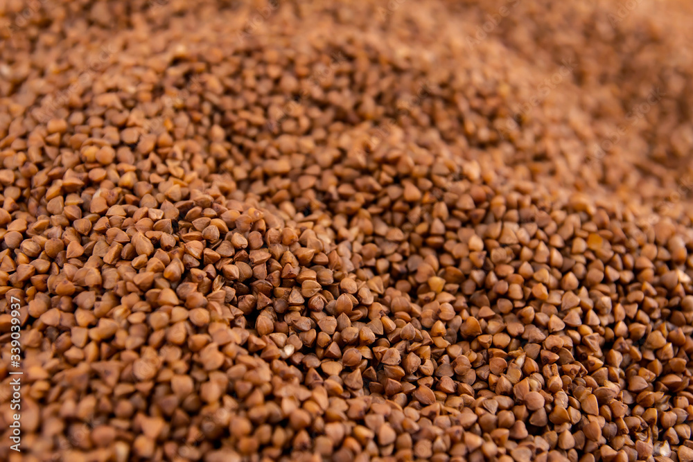 A pile of buckwheat. Buckwheat harvest. Buckwheat grain. A pile of buckwheat. Buckwheat harvest. Buckwheat grain.