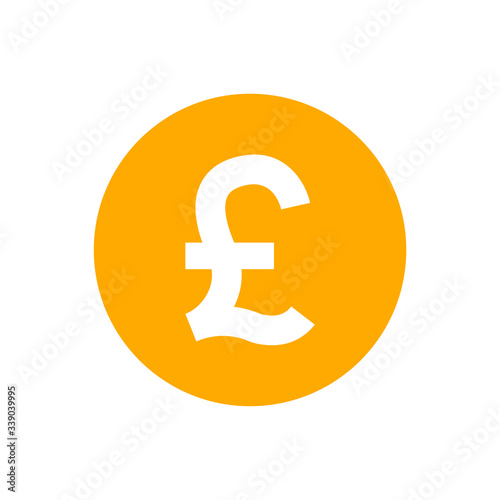 pound currency coin orange for icon isolated on white, pound money for app symbol, simple flat pound money, currency digital pound coin for financial concept