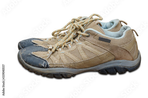 Old shoes in isolated with clipping path