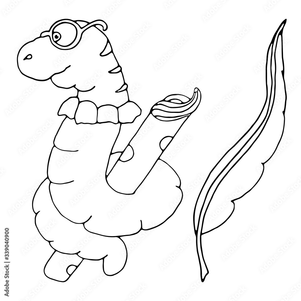 An ancient bookworm with glasses squeezes papyrus. Antique quill pen ...