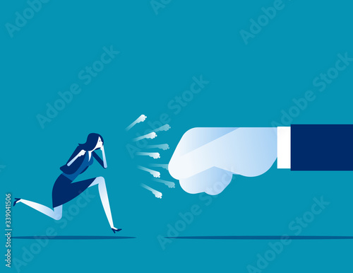 Big and Small business fighting. Competition concept, Flat cartoon character vector design