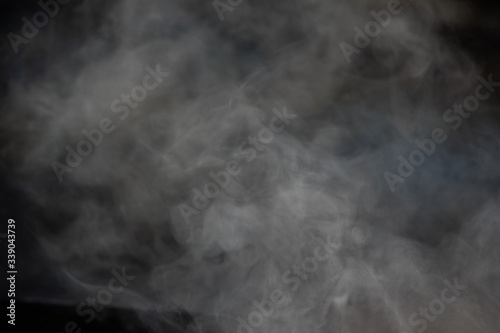 Close-up fog or smoke on a dark background, backdrop
