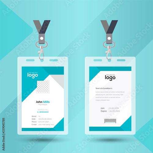 Modern & Creative ID Card Design Template. Identity badge With Photo Placeholder.