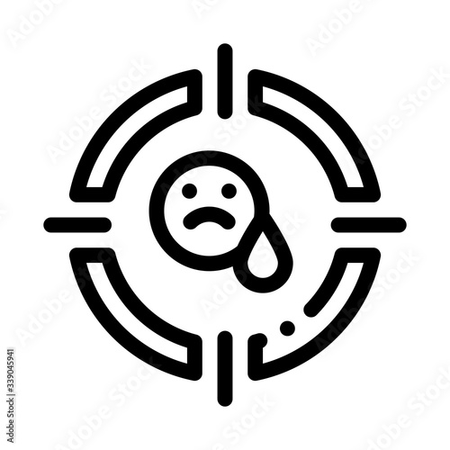 target on sad person icon vector. target on sad person sign. isolated contour symbol illustration
