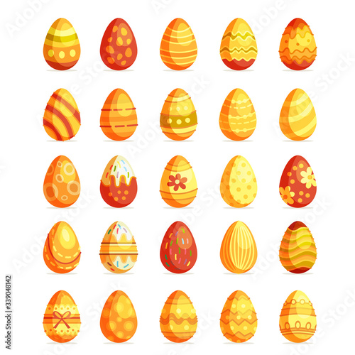 Gold easter eggs set. Egg hunt Sunday.
