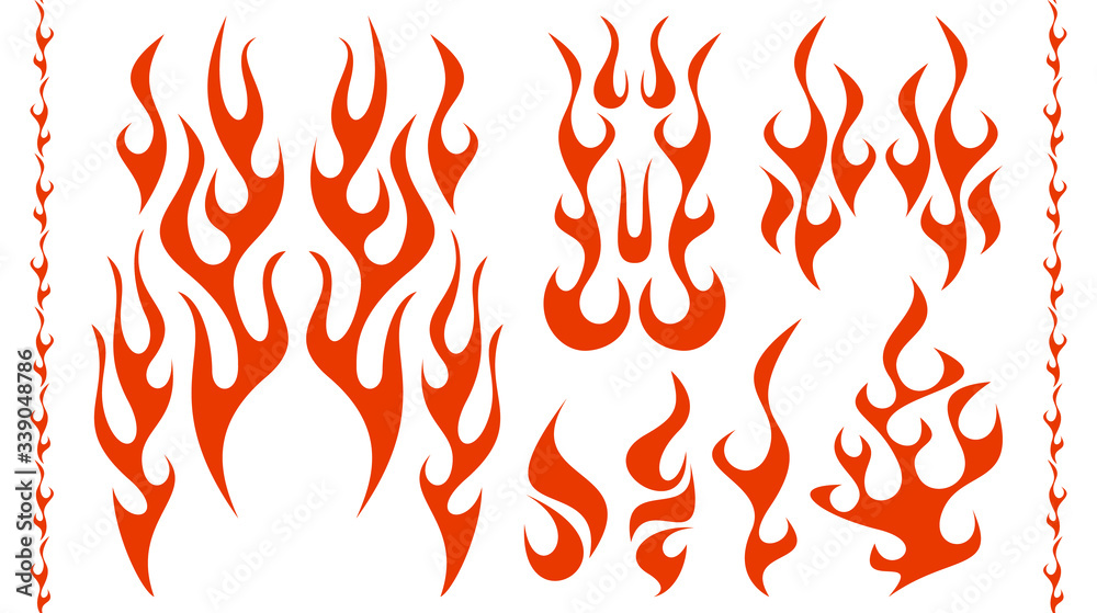 Fire, Flame Vector Art Set, 炎のベクターセット Stock Vector 