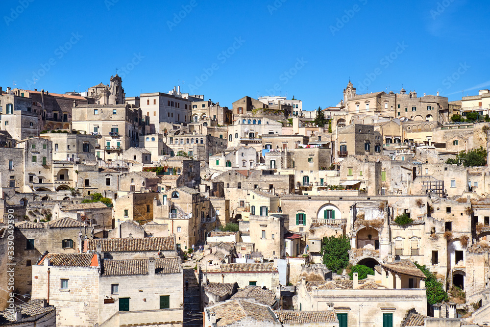 The old houses of Matera in southern Italy on a sunny day