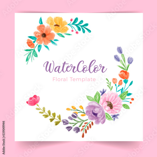 Water Color Floral Template . Vector floral ornamental texture for fabric, gift wrap, digital paper, fills, etc. 