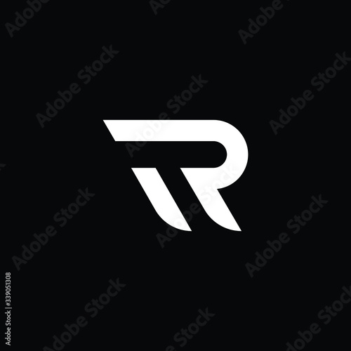 Minimal elegant monogram art logo. Outstanding professional trendy awesome artistic TR RT initial based Alphabet icon logo. Premium Business logo White color on black background photo