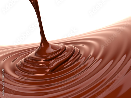 Pouring hot chocolate 3d illustration