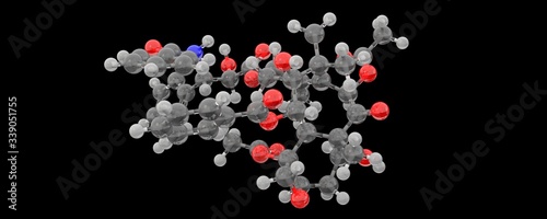 3d glass render structure of taxol molecule