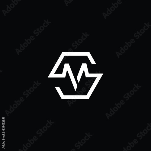 Minimal elegant monogram art logo. Outstanding professional trendy awesome artistic SV VS initial based Alphabet icon logo. Premium Business logo White color on black background