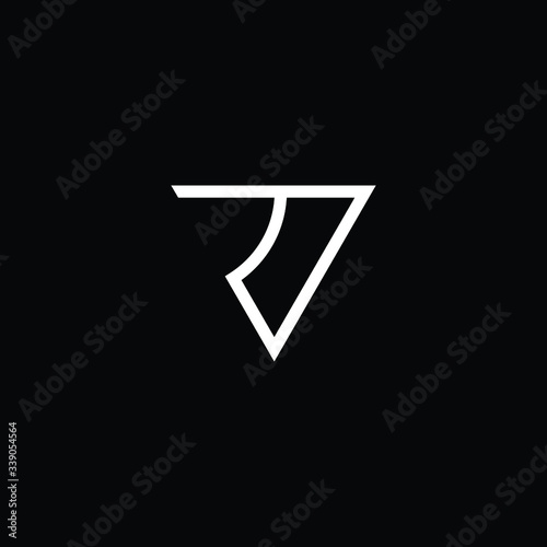 Minimal elegant monogram art logo. Outstanding professional trendy awesome artistic  PV VP RV VR initial based Alphabet icon logo. Premium Business logo White color on black background