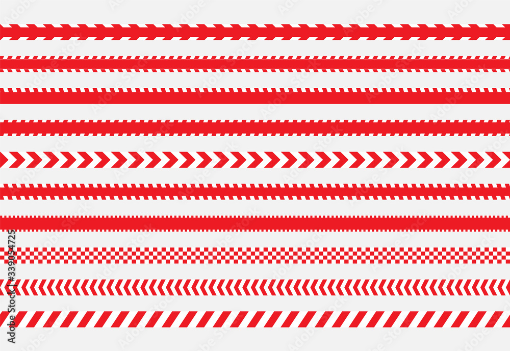 red caution tape sign set, danger police lines Stock Vector Adobe Stock