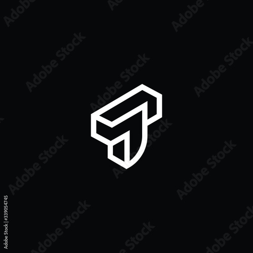 Minimal elegant monogram art logo. Outstanding professional trendy awesome artistic 3D T TT initial based Alphabet icon logo. Premium Business logo White color on black background