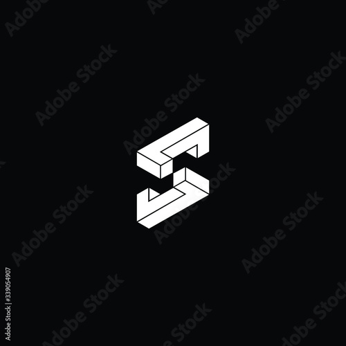 Minimal elegant monogram art logo. Outstanding professional trendy awesome artistic 3D SS initial based Alphabet icon logo. Premium Business logo White color on black background