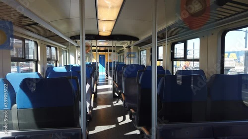 Inside an empty train at Amsterdam Sloterdijk station during the coronavirus pandemic crisis in the Netherlands photo